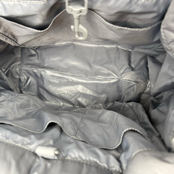 MICHAEL KORS Stirling quilted recycled nylon puffy LARGE travel tote bag -GREY - Picture 4 of 8